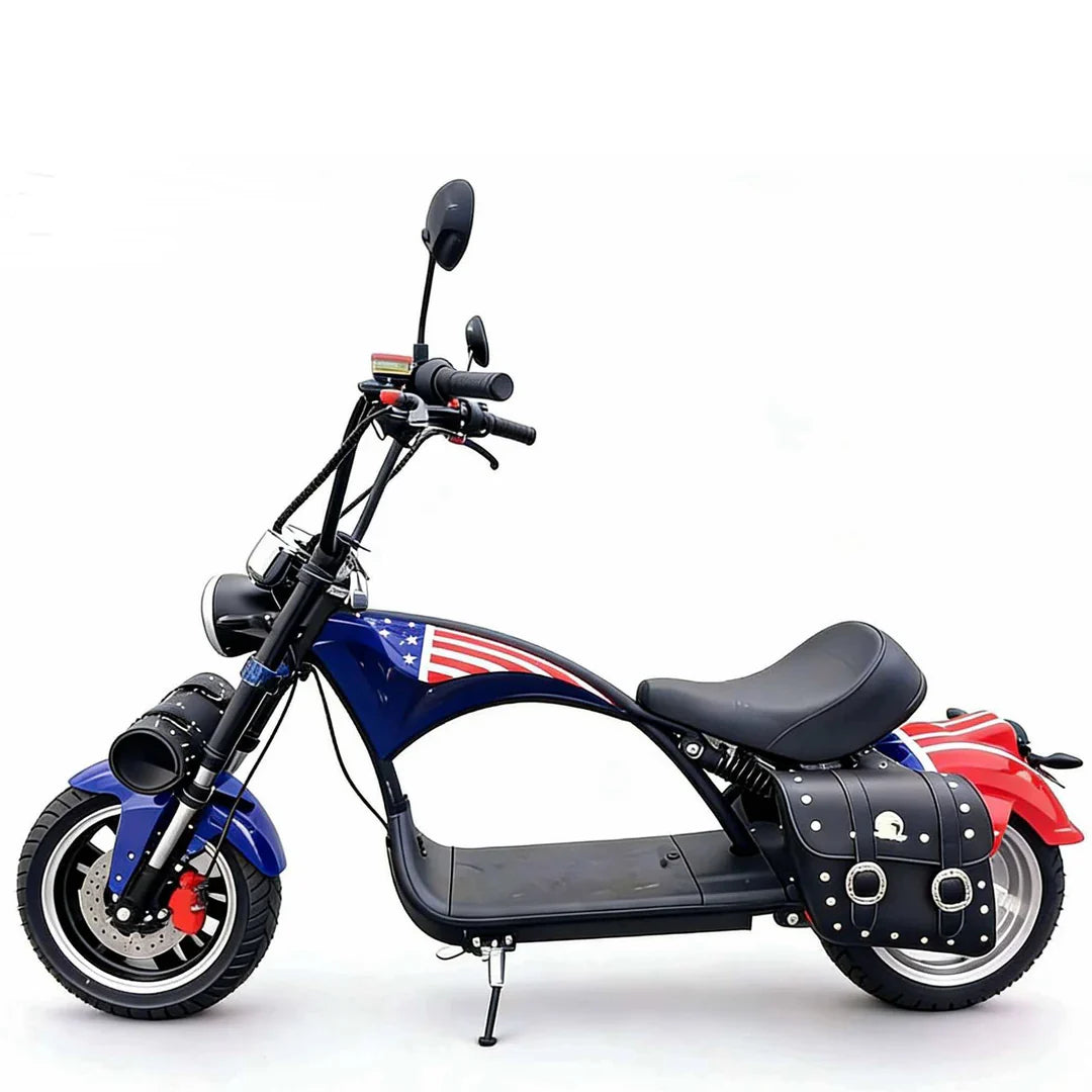 Soversky M3P 3000W electric chopper bike. American flag color.