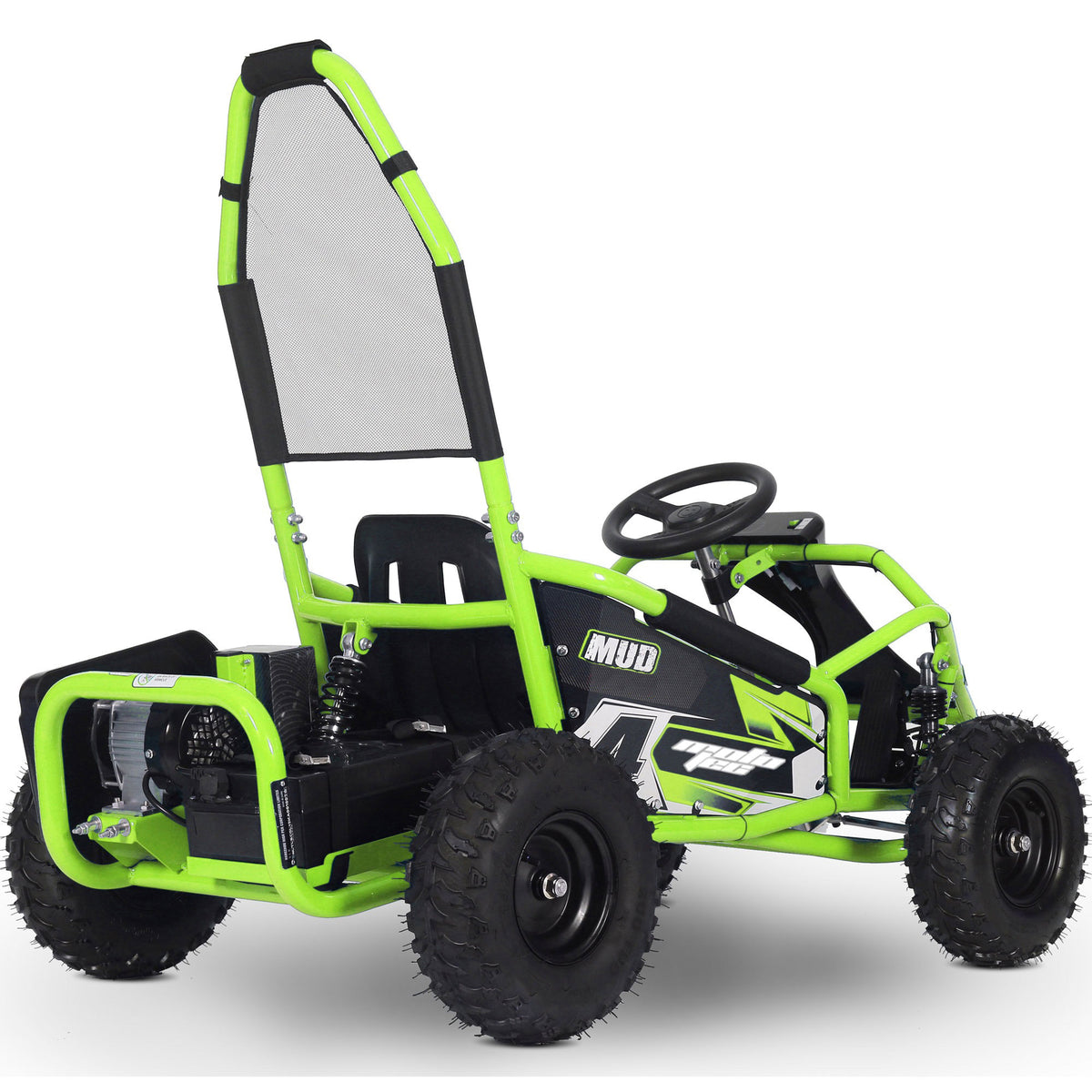 MotoTec Mud Kids Electric 48v 1000w Go Kart Full Suspension Green