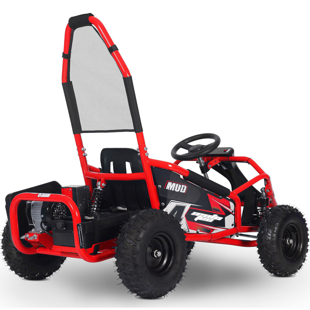 MotoTec Mud Kids Electric 48v 1000w Go Kart Full Suspension Red