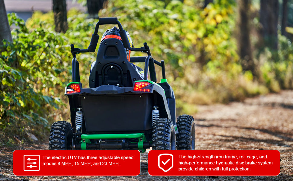 MotoTec Raider Kids UTV 48v 1200w Full Suspension Green